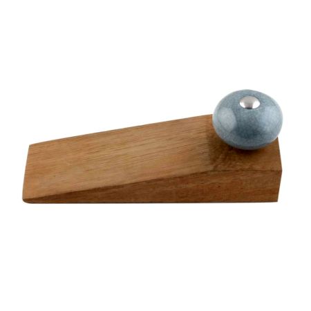 Grey Crackle Ceramic Wooden Door Stopper